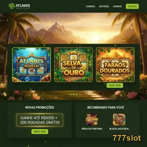 Plataforma 777slot com jogos de slots em ambiente tropical.