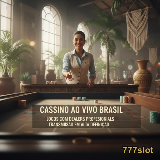 Jogadora de cassino ao vivo na 777slot com mesa de jogo.