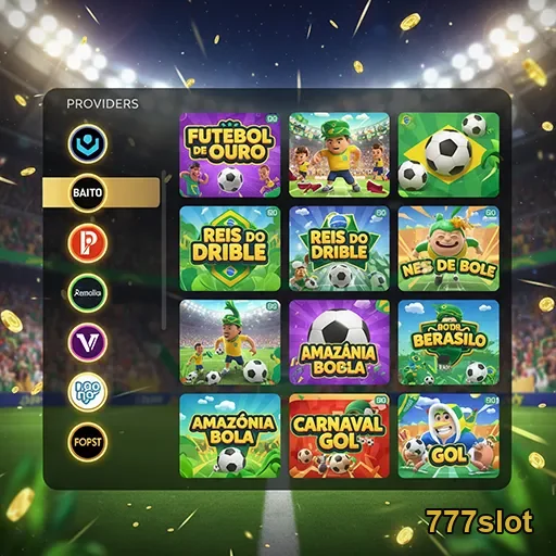 Interface do 777slot com jogos VIP de futebol.