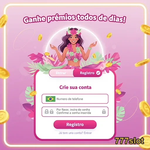 Imagem do registro no 777slot com promoções VIP.