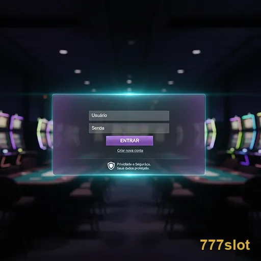 Tela de login do 777slot com campos de entrada para usuário e senha.