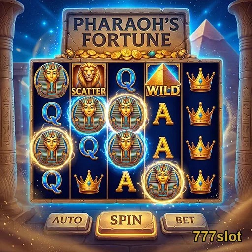 Interface do jogo 'Pharaoh's Fortune' no 777slot.