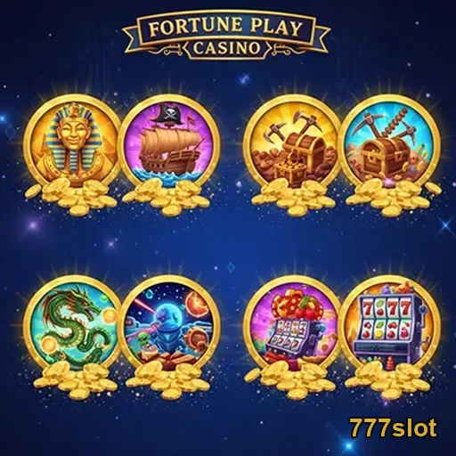 Variedade de jogos de slots no 777slot com temas diversos.