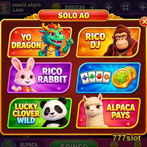 Acesso ao 777slot com jogos de personagens coloridos.