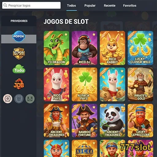 Diversos jogos de slot disponíveis no 777slot, incluindo opções VIP.
