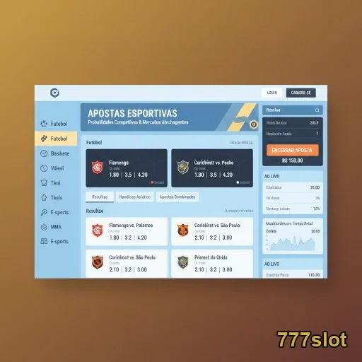 Tela do app 777slot mostrando opções de apostas esportivas.